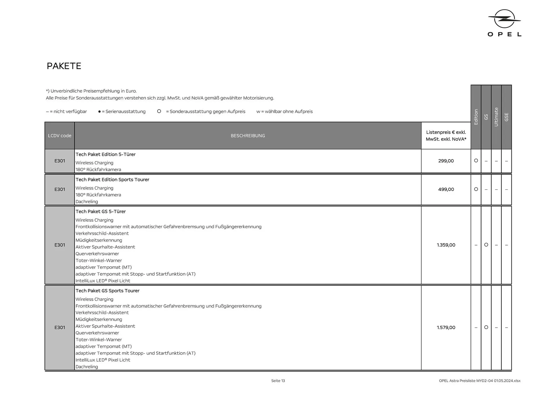 Opel Astra Flugblatt von 16. Mai bis 15. Mai 2025 - Flugblätt seite  13