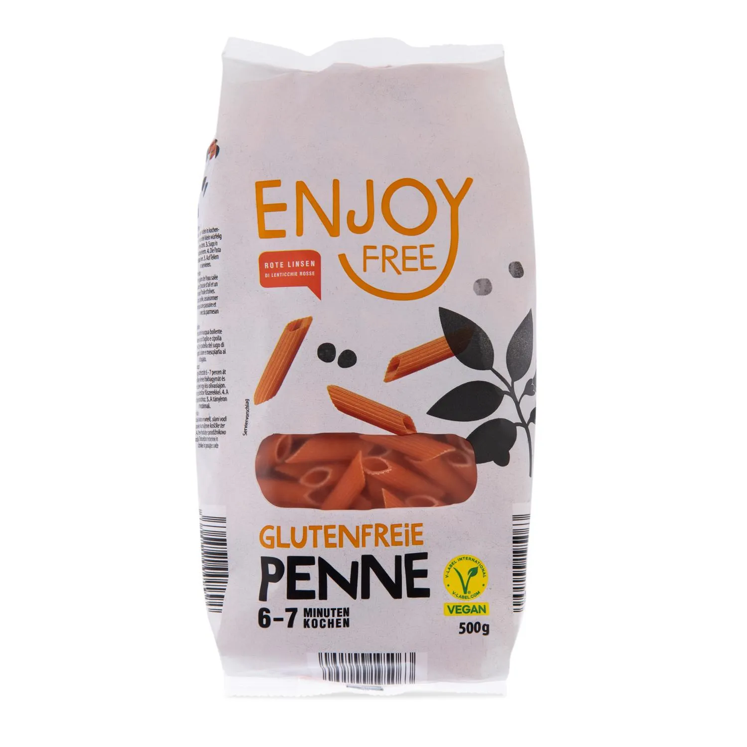 ENJOY FREE! Gemüsepasta, Penne aus roten Linsen