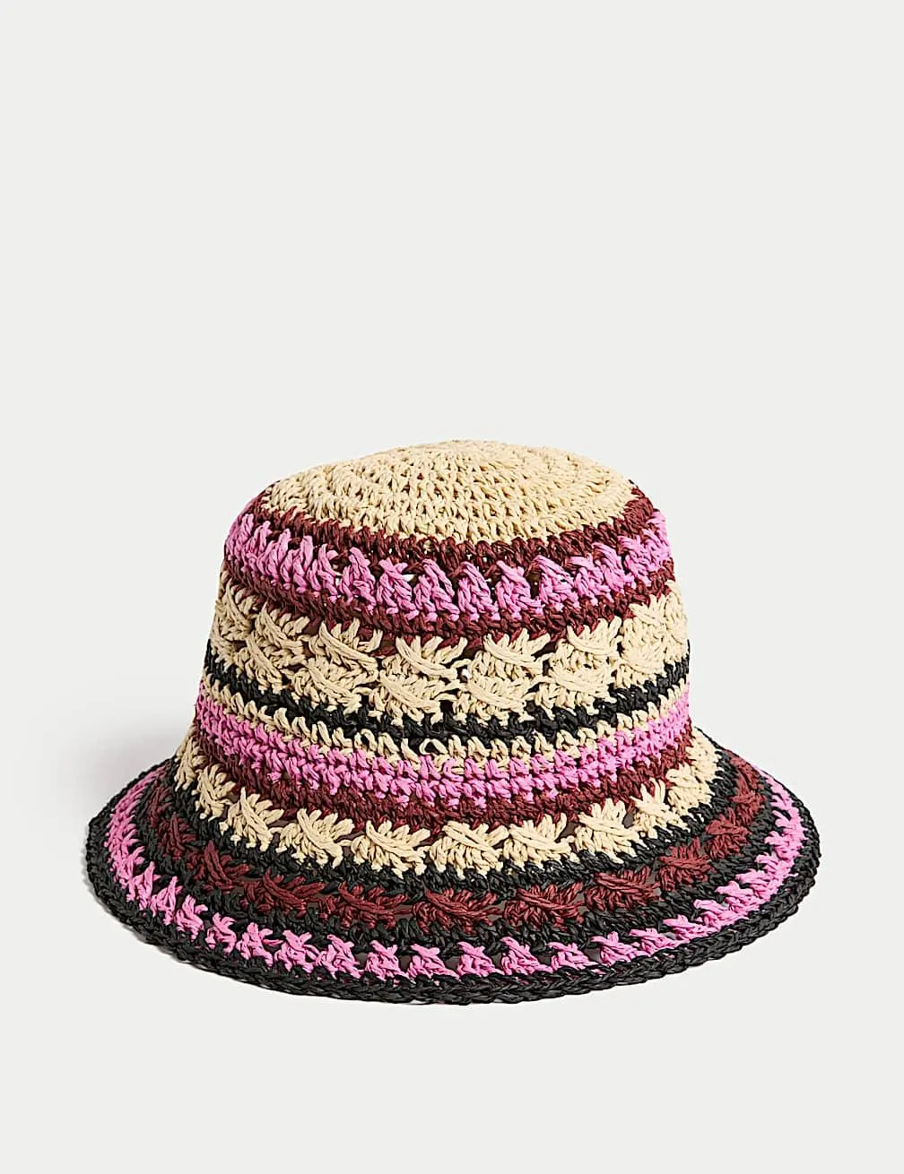 Gestreifter Bucket Hat aus Stroh