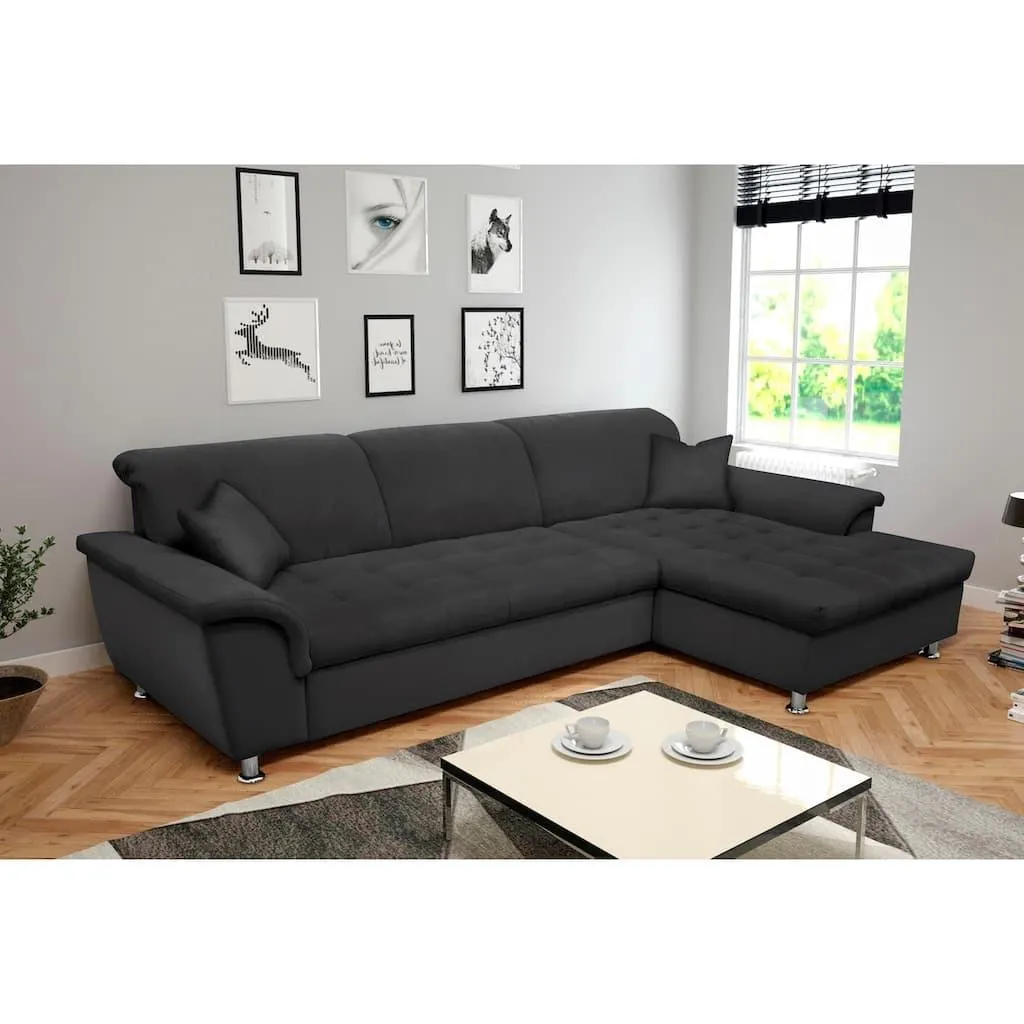 DOMO collection Ecksofa »FRANZI 278x170x81 cm, Steppung im Sitzbereich, L-Form« ohne Funktion, Flachgewebe, graphite