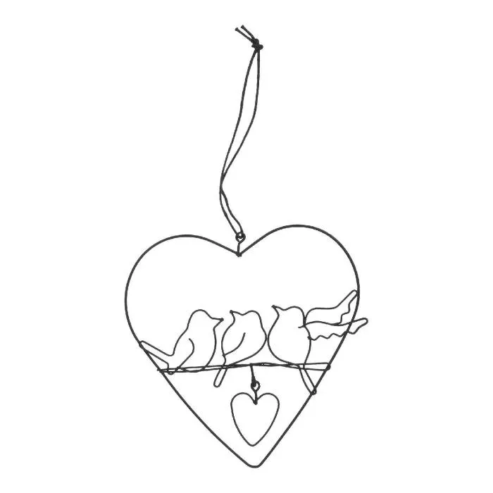 Anhänger Vogel, Herz/schwarz, 11 cm