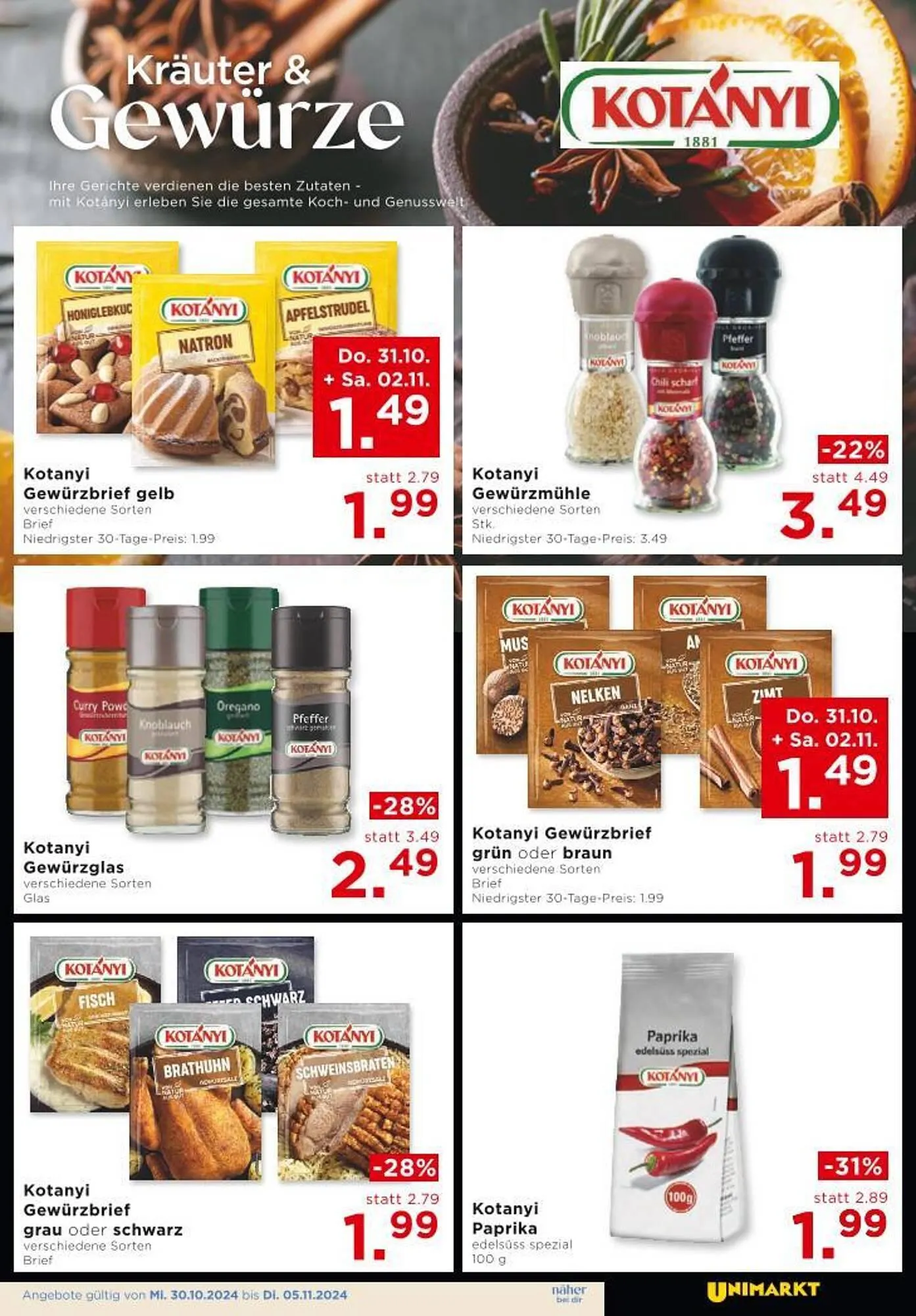 Unimarkt Flugblatt von 30. Oktober bis 5. November 2024 - Flugblätt seite  5