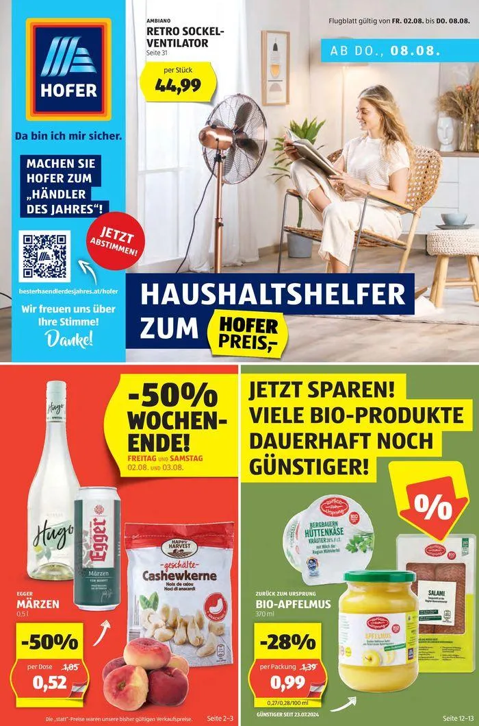 Blättern Sie online im HOFER Flugblatt von 31. Juli bis 14. August 2024 - Flugblätt seite  1