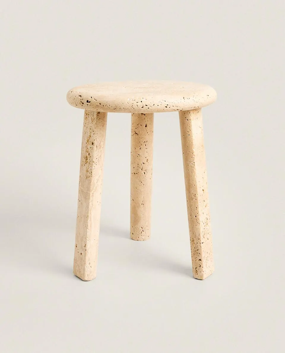 ROUND TRAVERTINE MINI SIDE TABLE