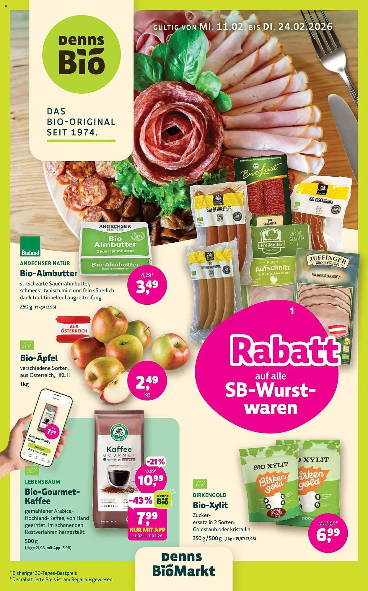 Denn's Biomarkt Flugblatt von 11. Februar bis 24. Februar 2026 - Flugblätt seite 1