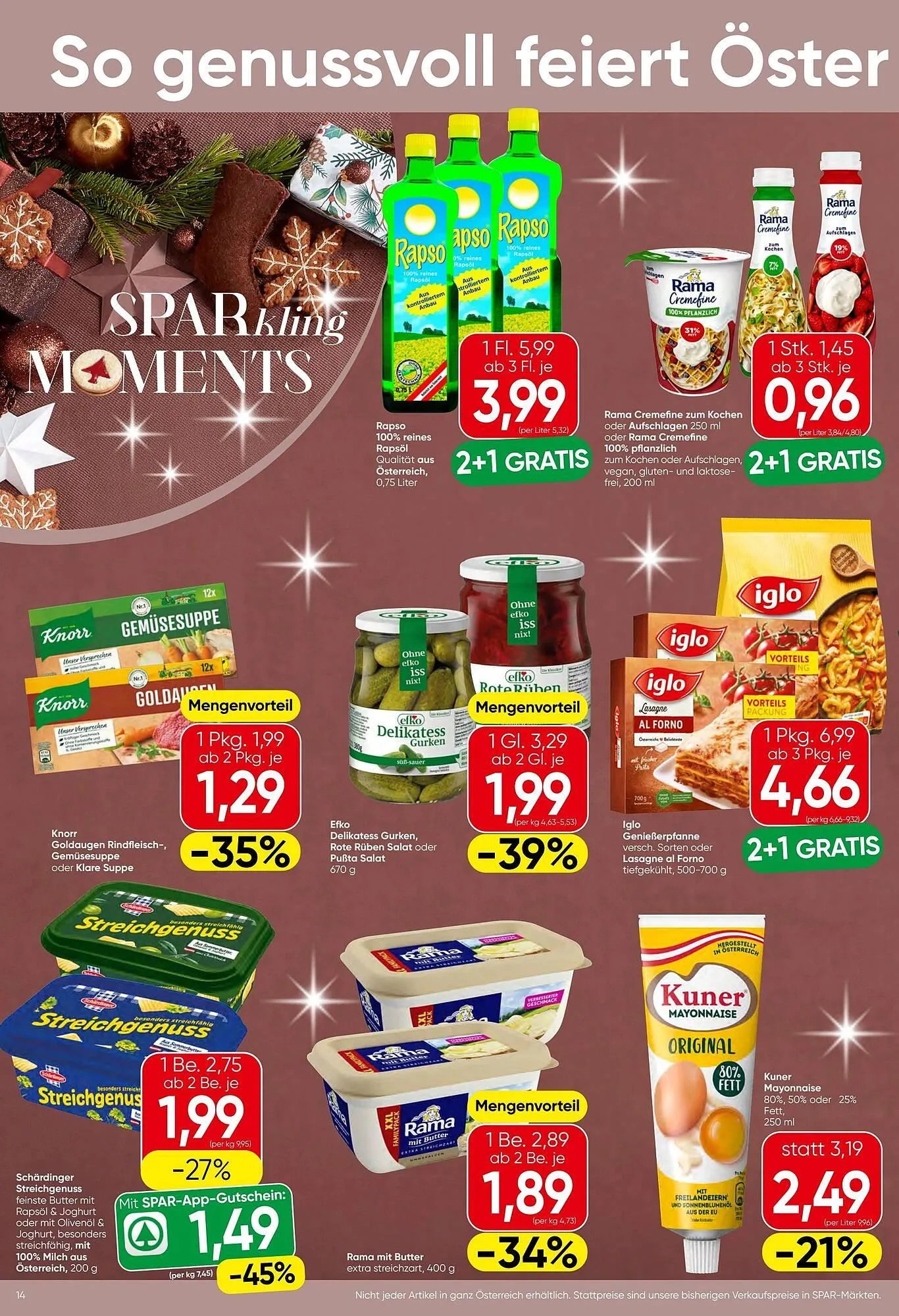 Spar Flugblatt von 18. Dezember bis 31. Dezember 2025 - Flugblätt seite  14