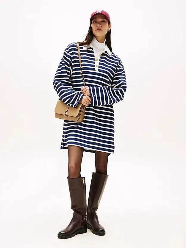 Relaxed Fit Mini-Rugby-Kleid mit Knöpfen