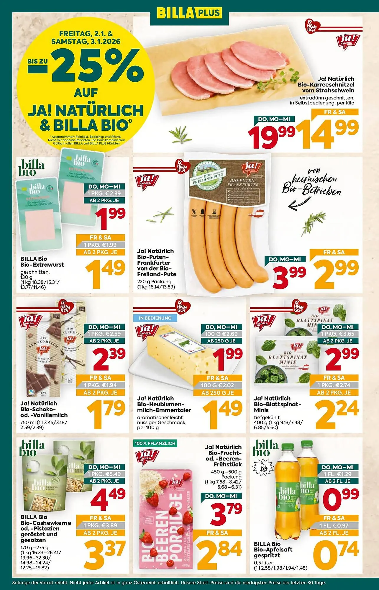 Billa Flugblatt von 2. Jänner bis 7. Jänner 2026 - Flugblätt seite  9