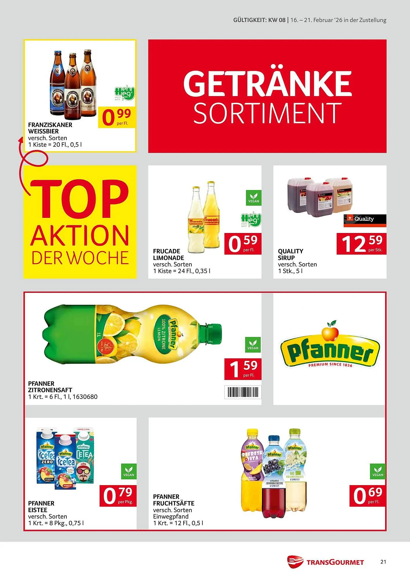 Transgourmet Flugblatt von 16. Februar bis 21. Februar 2026 - Flugblätt seite  21