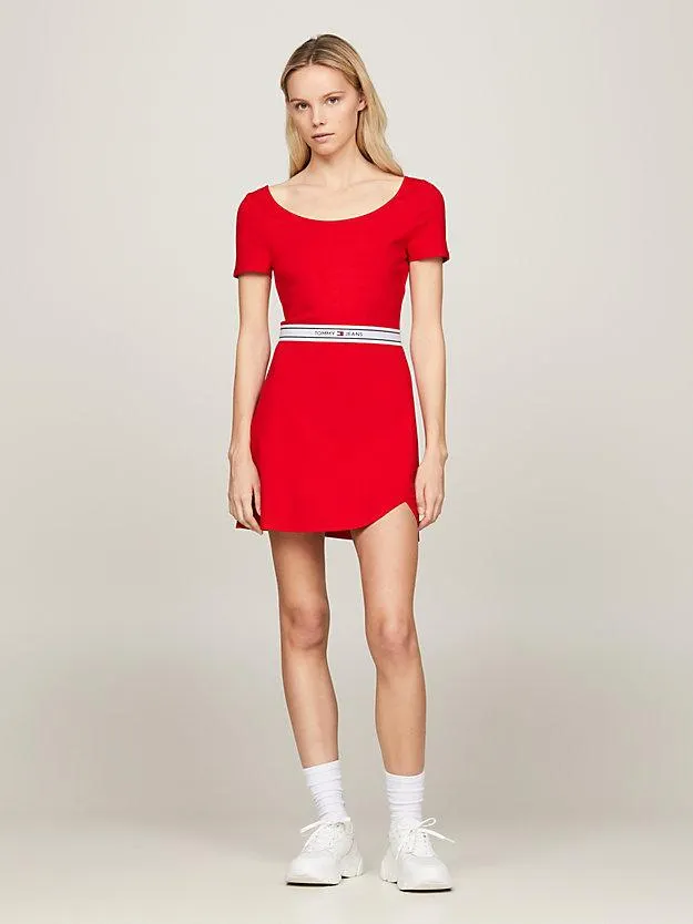 Fit-and-Flare-Kleid mit Logo-Tape