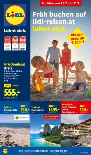Lidl Reisen von 28. Februar bis 31. März 2026 - Flugblätt seite  1