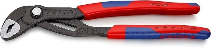 KNIPEX Cobra® Wasserpumpenzange, 250 mm, Muttern bis 46 mm, Rohre bis 52 mm, Feinverstellung per Knopfdruck, Rohrzange, 87 02 250