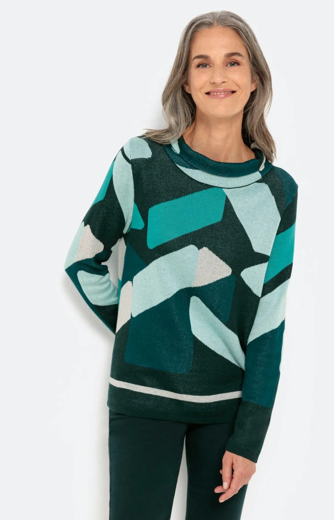 Langarm Pullover in Jacquard-Optik