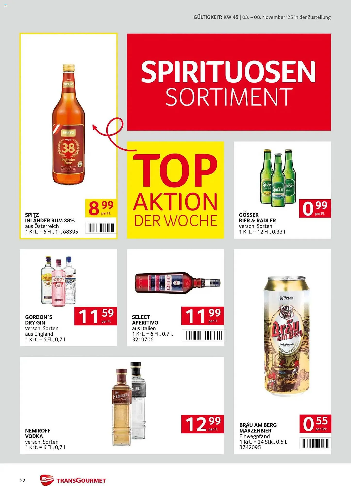 Transgourmet Flugblatt von 3. November bis 8. November 2025 - Flugblätt seite  22