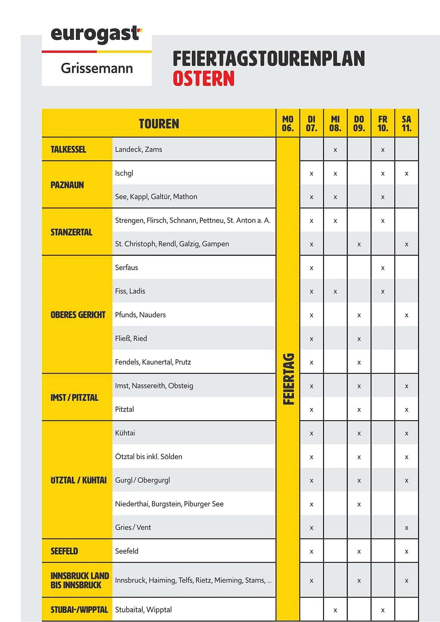 Eurogast Grissemann Flugblatt von 6. April bis 11. April 2026 - Flugblätt seite  1