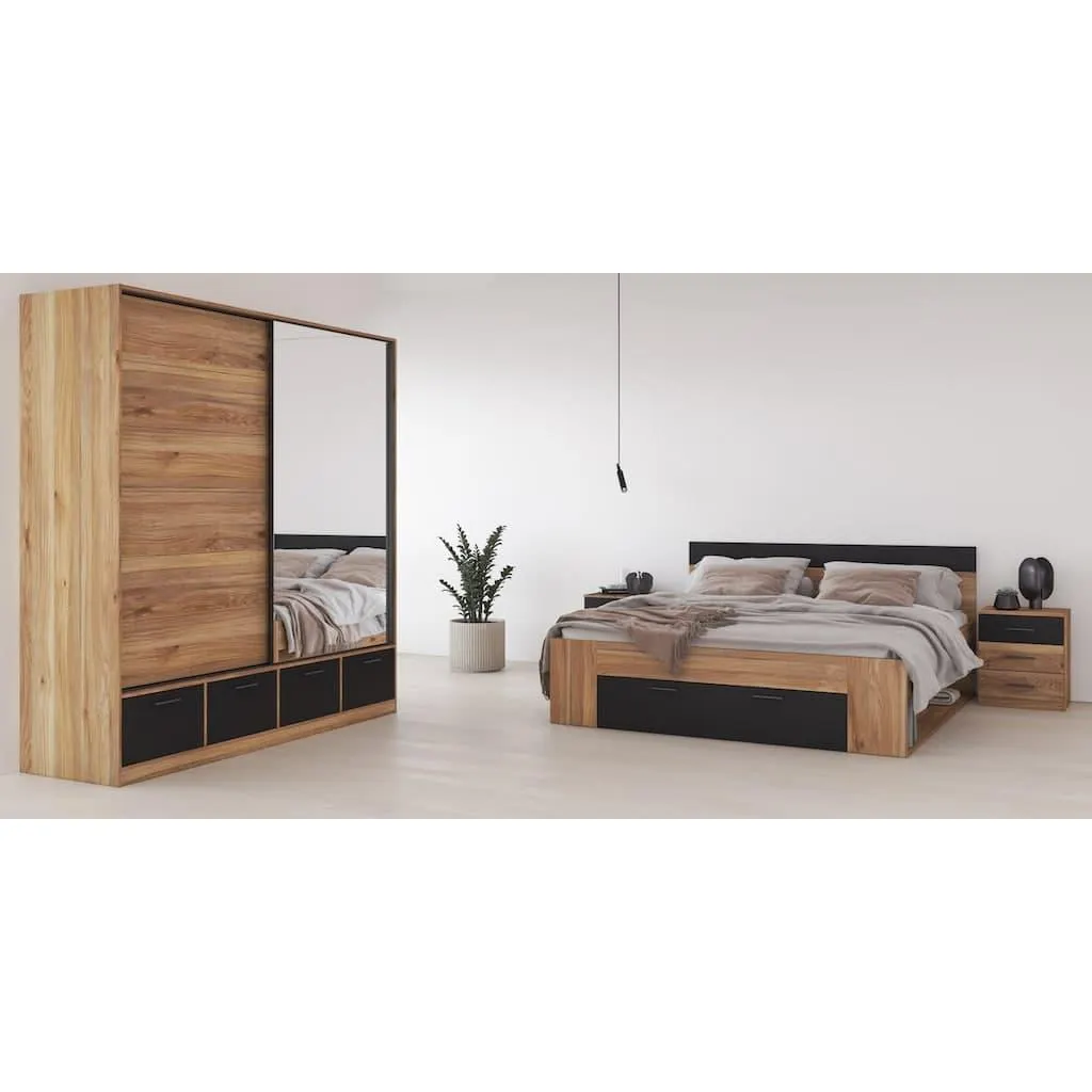 Home affaire Schlafzimmer-Set »Faweza,Set 4-St(Bett 180 cm, 2xNako, Schwebetürenschrank)« Komplettschlafzimmer, viel Stauraum