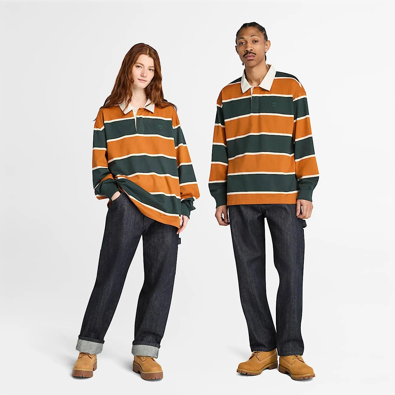 Rugby-Polohemd in Braun/Dunkelgrün