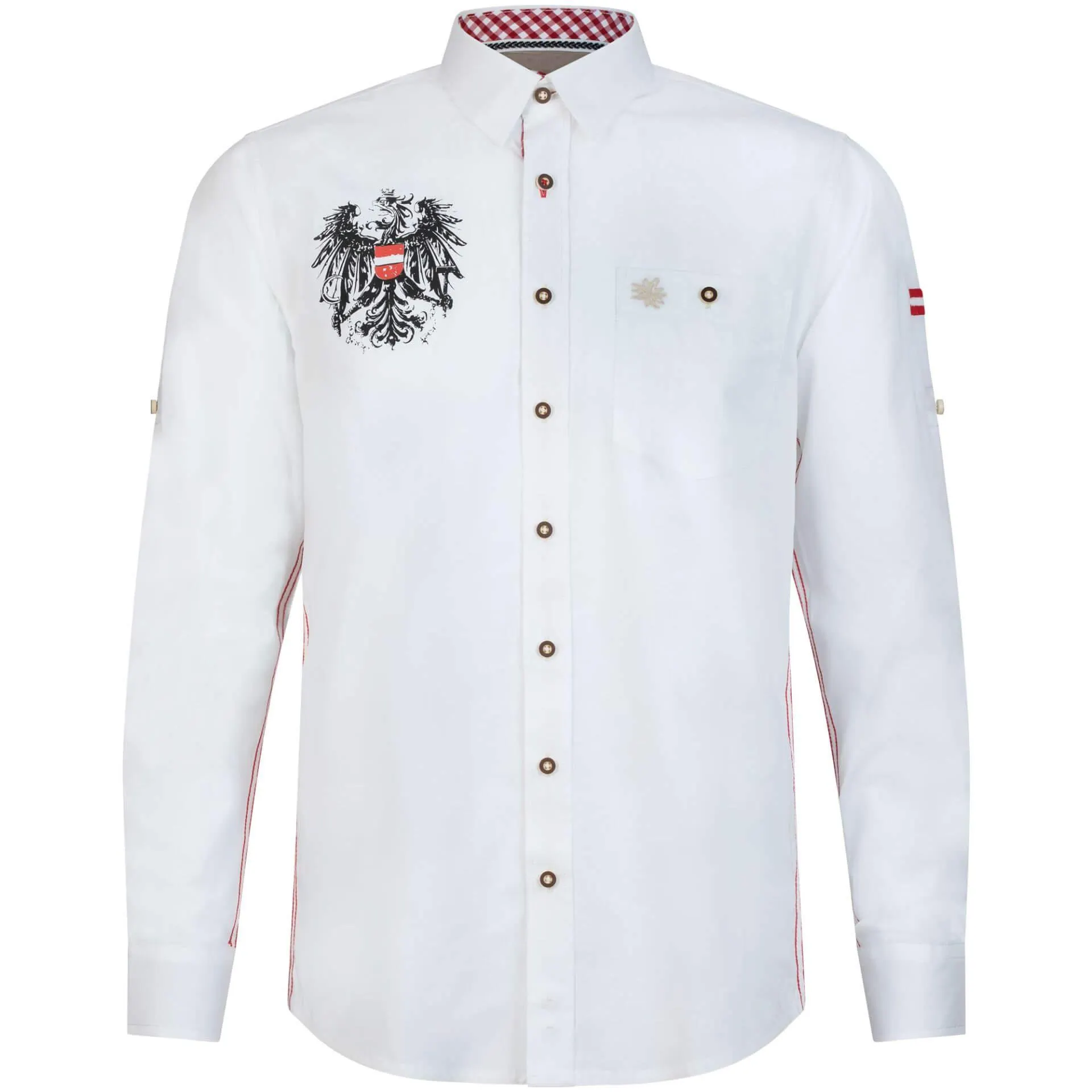 Herren Hemd "Austria", Langarm, Weiß, mit Adler