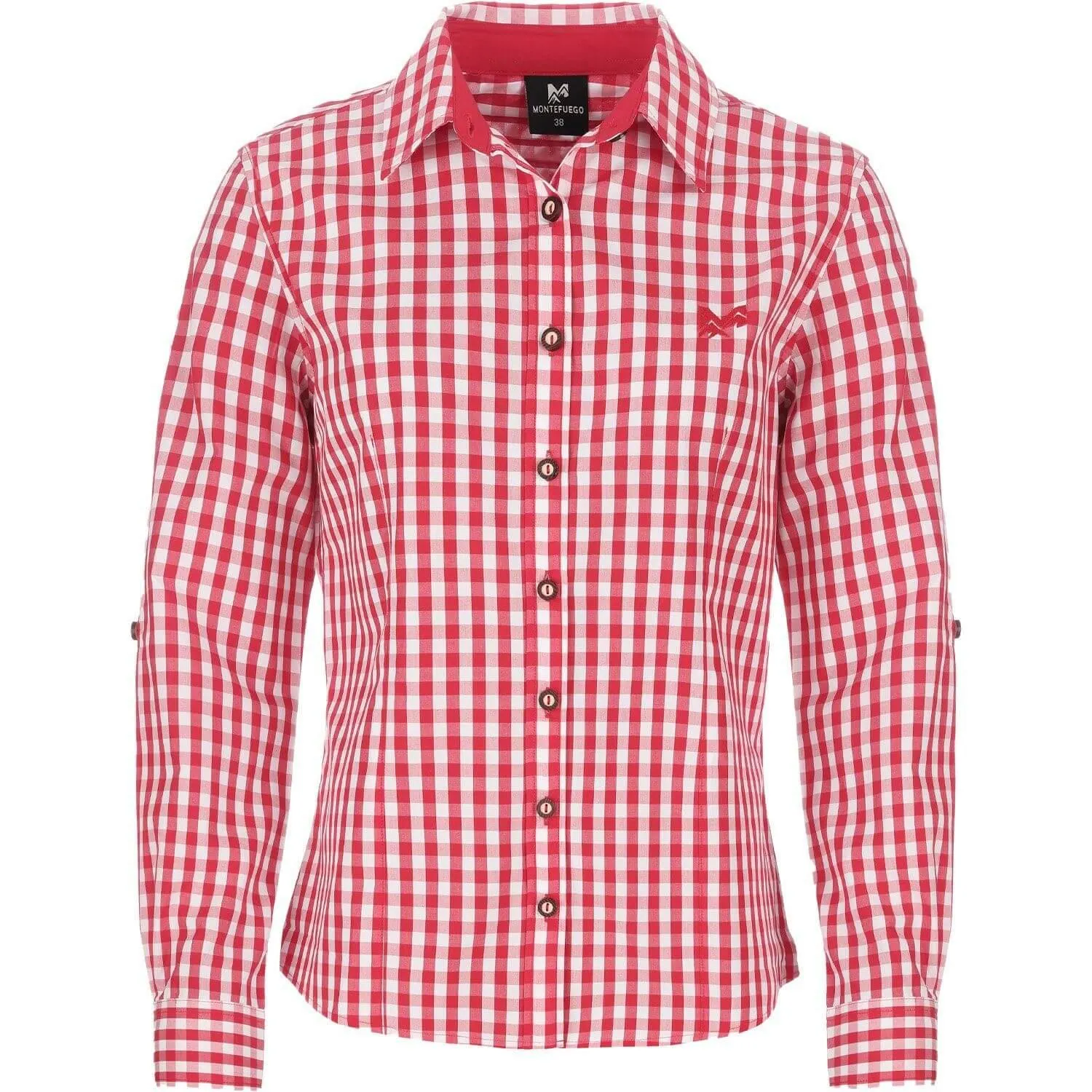 Damen Bluse "Babsi", Langarm, Rot-Kariert
