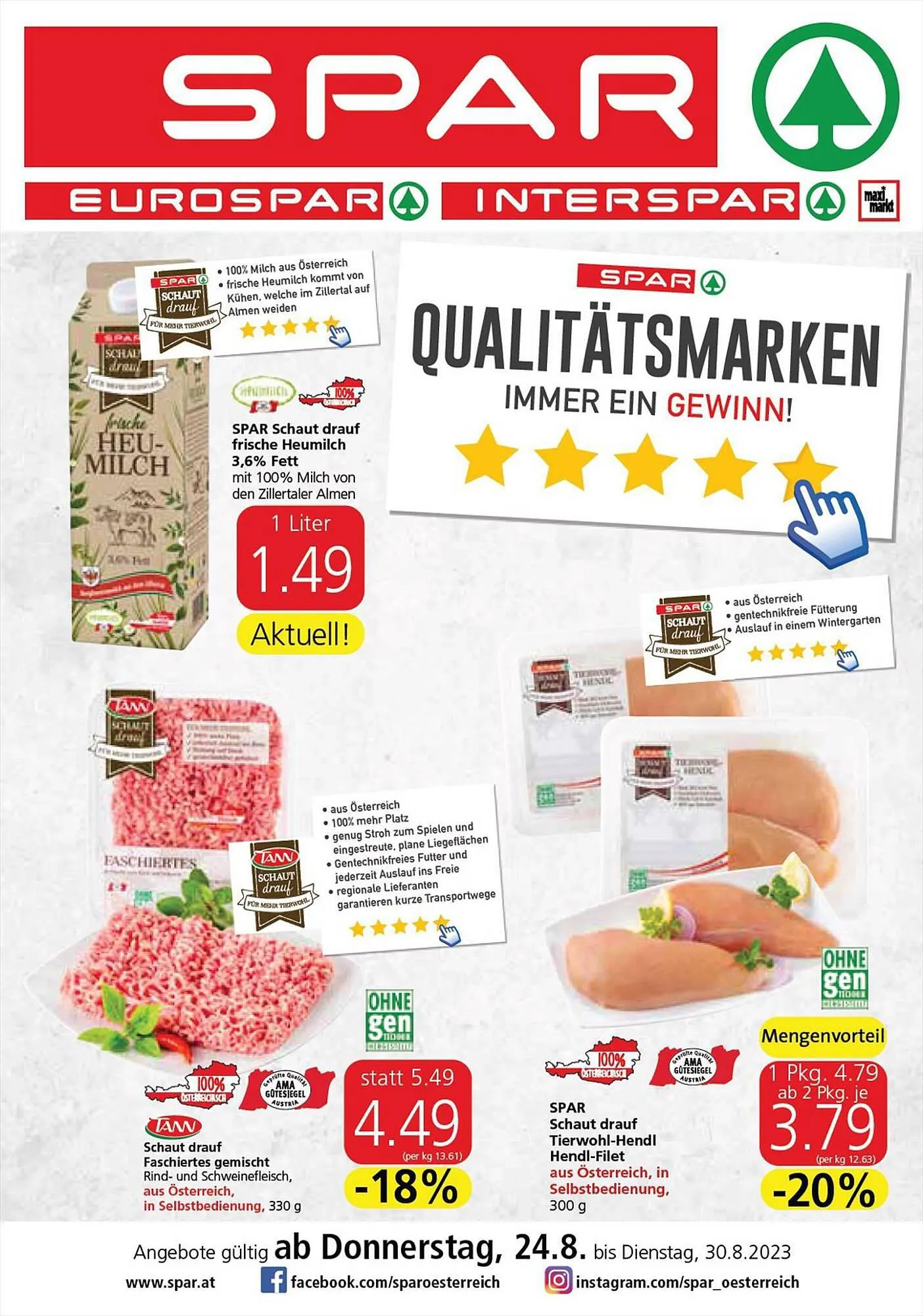 Spar Flugblatt von 23. August bis 30. August 2023 - Flugblätt seite  1