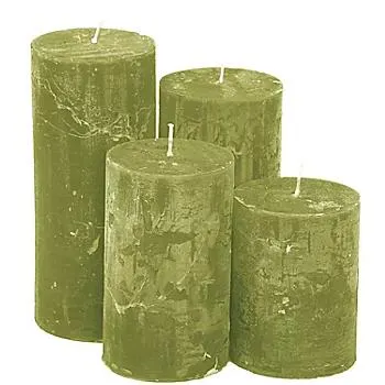 Rustikale Kerzen, grün, abgestuft, 4 Stück