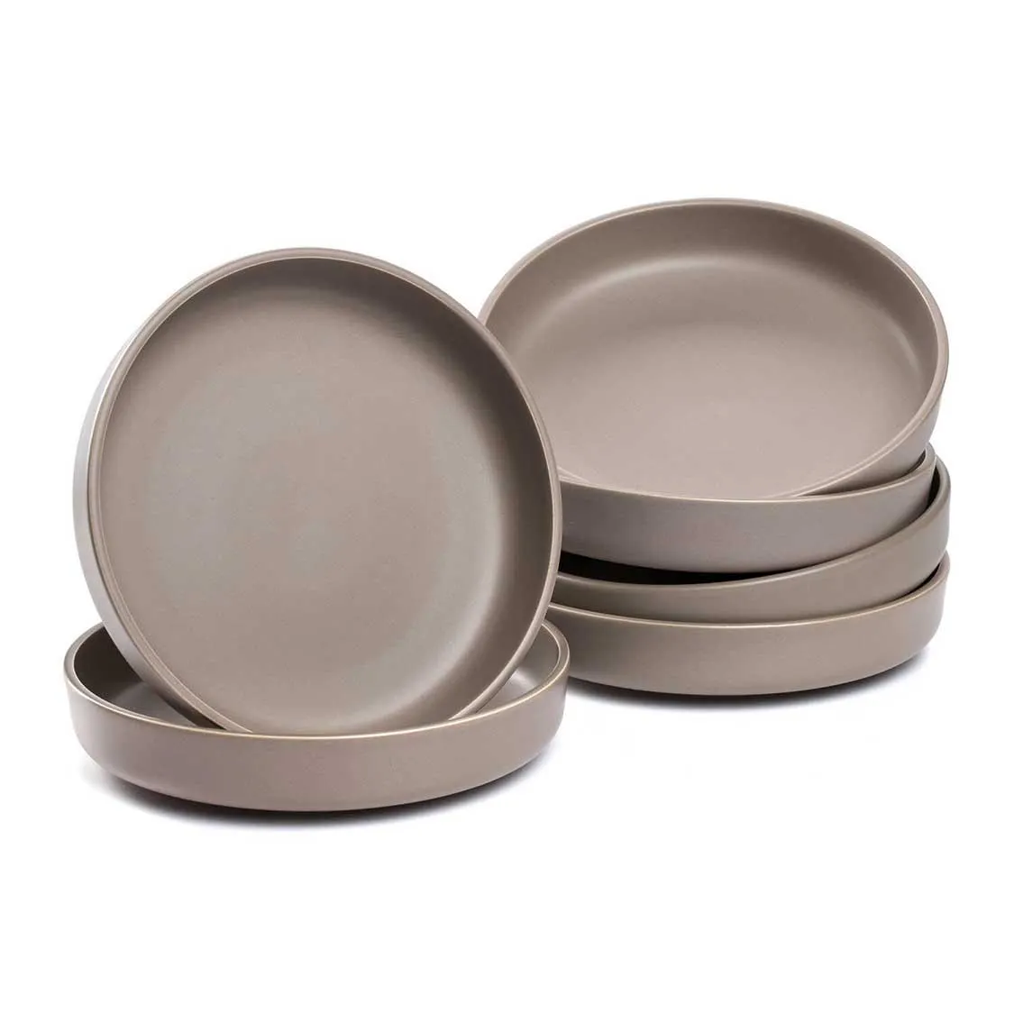 Keramikteller ROMA 20 cm taupe tief 6er-Set
