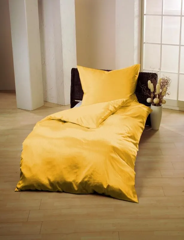 GERALD WITTMANN Klassische Bettwäsche in Microfaser-Seersucker Gelb | 70 x 90 / 140 x 200 cm