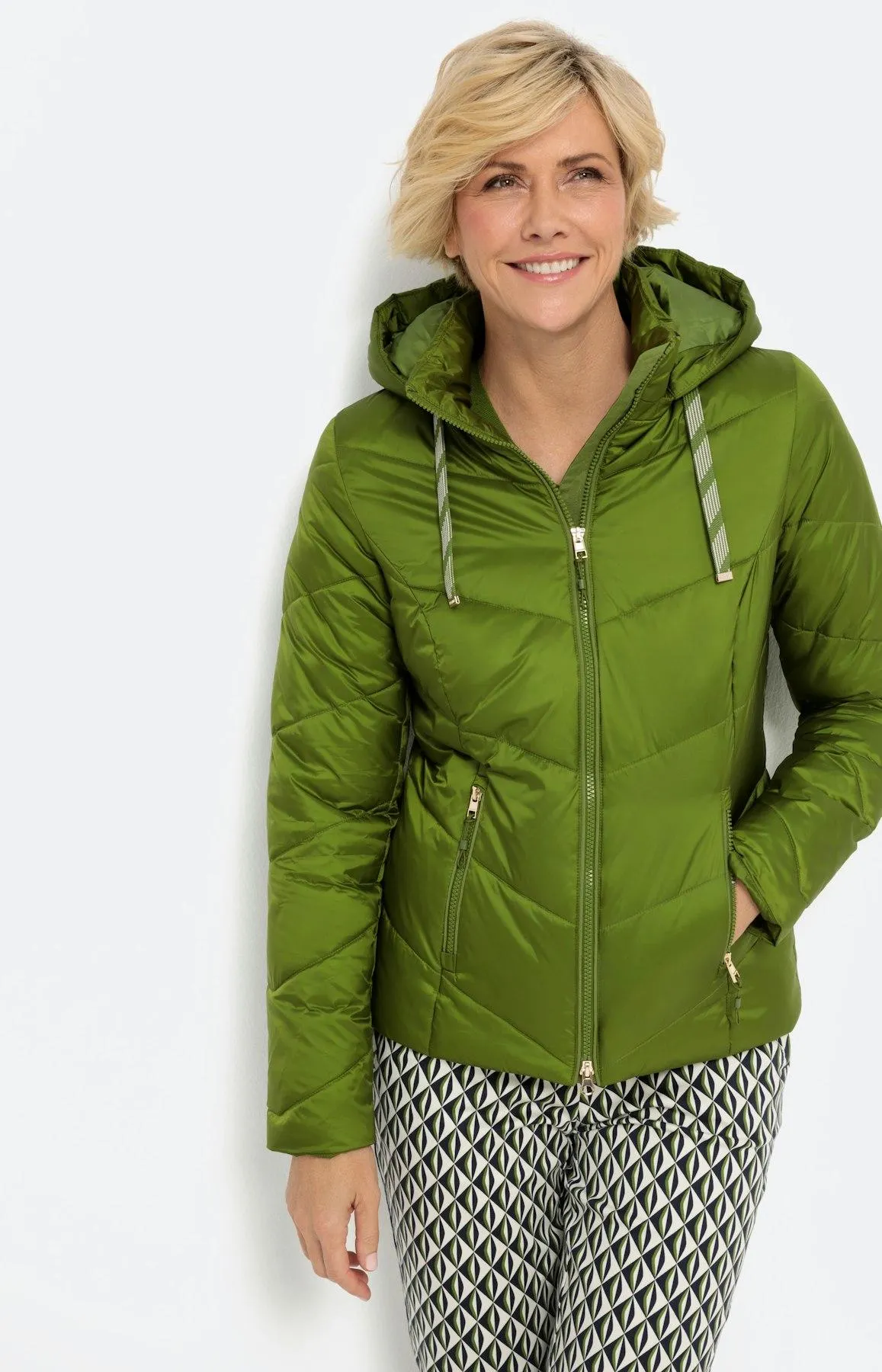 Jacke mit abnehmbarer Kapuze, grün