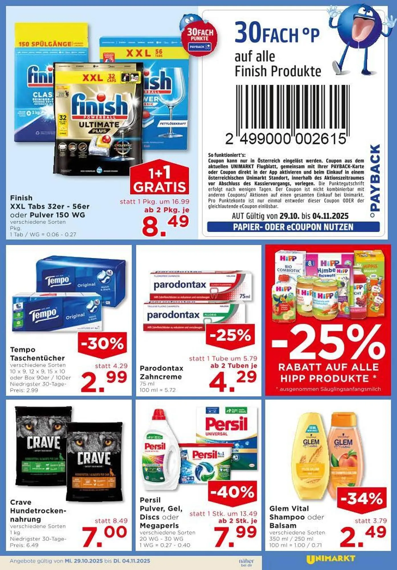 Unimarkt Flugblatt von 29. Oktober bis 4. November 2025 - Flugblätt seite  15