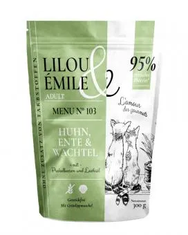 Lilou & Émile mit Wachtel, Huhn und Ente für Katzen 300 g