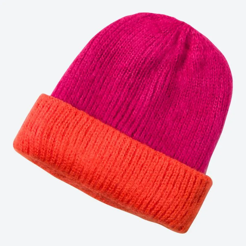 Damen-Strickmütze mit Umschlag