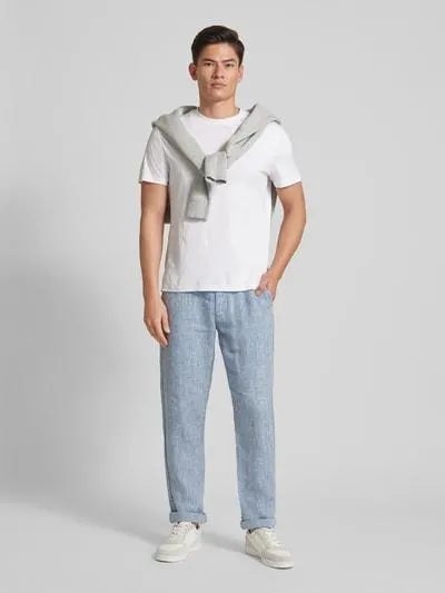 Hose aus Leinen mit Tunnelzug in bleu