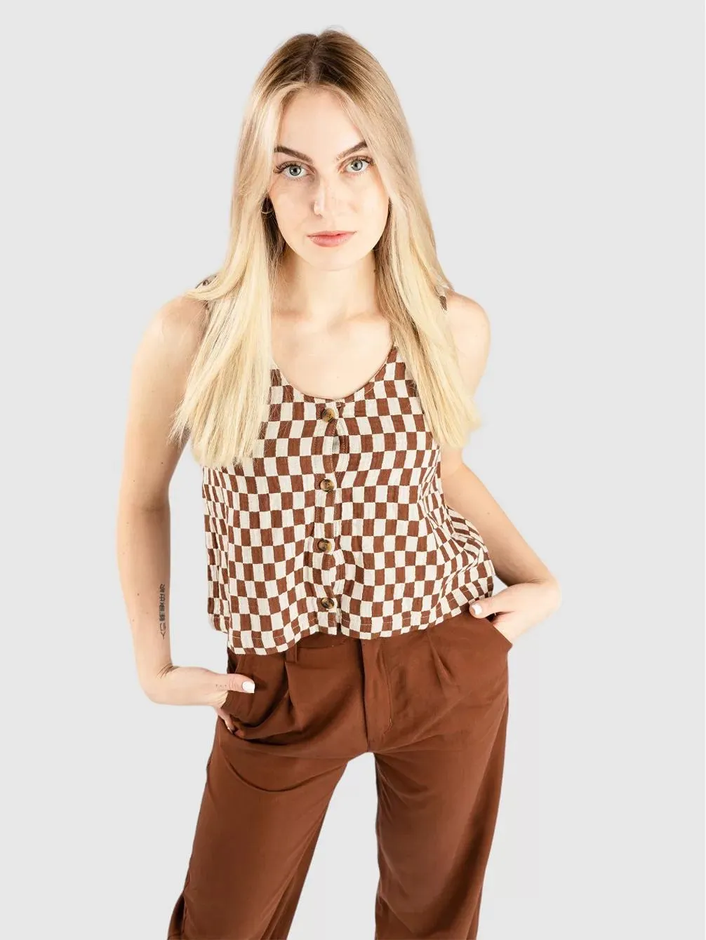 Mykonos Small Check Tank Top