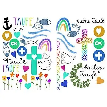 Kerzentattoos "Taufe", 2 Bogen