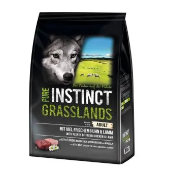 PURE INSTINCT GRASSLANDS mit Huhn, Lamm für Hunde 4 kg