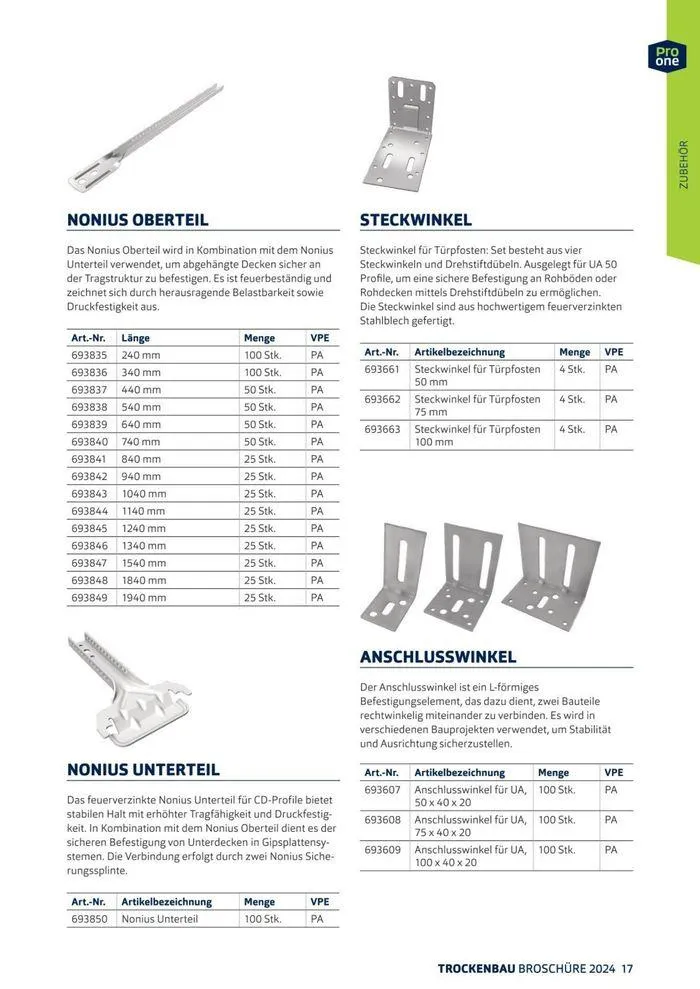 ProOne Trockenbaubroschuere 2024 von 21. Februar bis 31. Dezember 2024 - Flugblätt seite  18