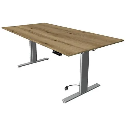 Schreibtisch elektr.höhenv. Eiche/silber KERKMANN 10233555 200x100cm