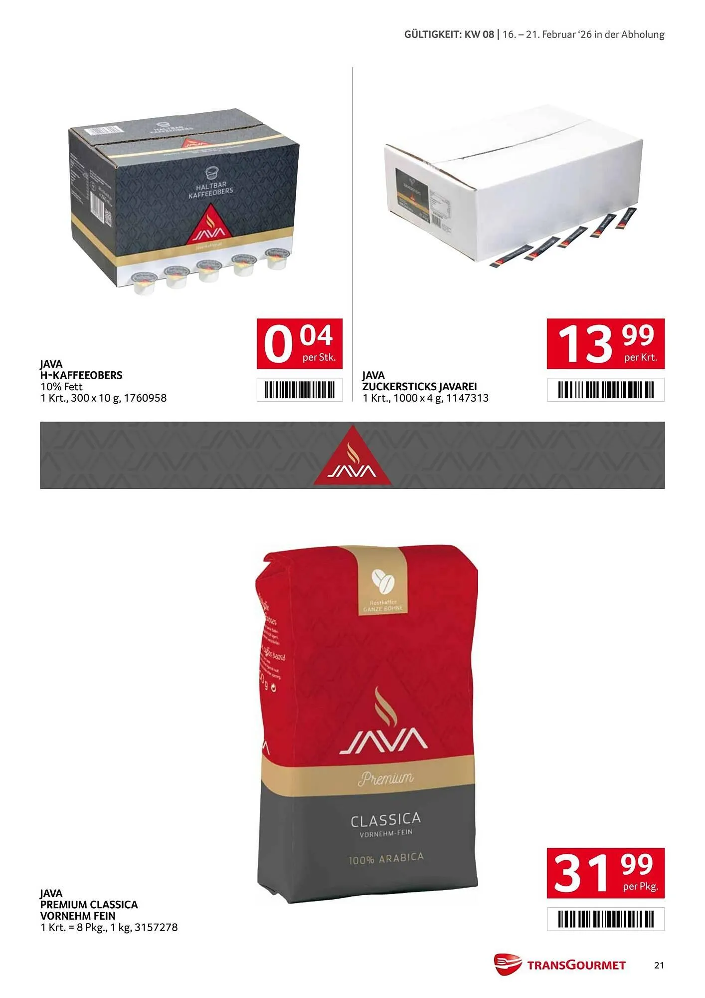 Transgourmet Flugblatt von 16. Februar bis 22. Februar 2026 - Flugblätt seite  21