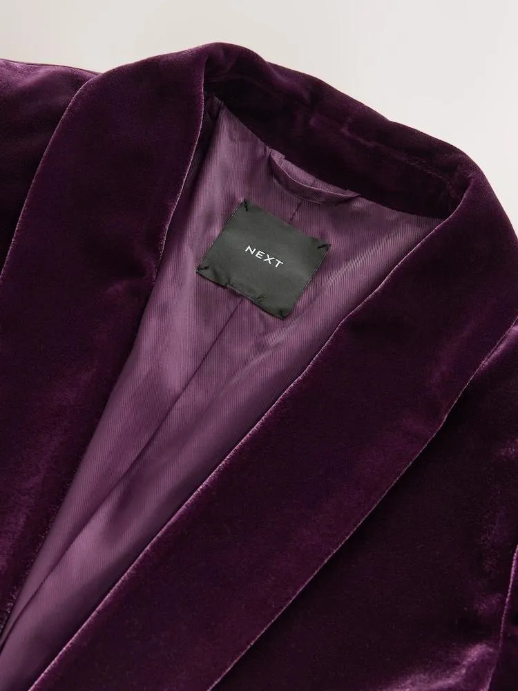 Burgunderrot - Einreihiger Samtblazer