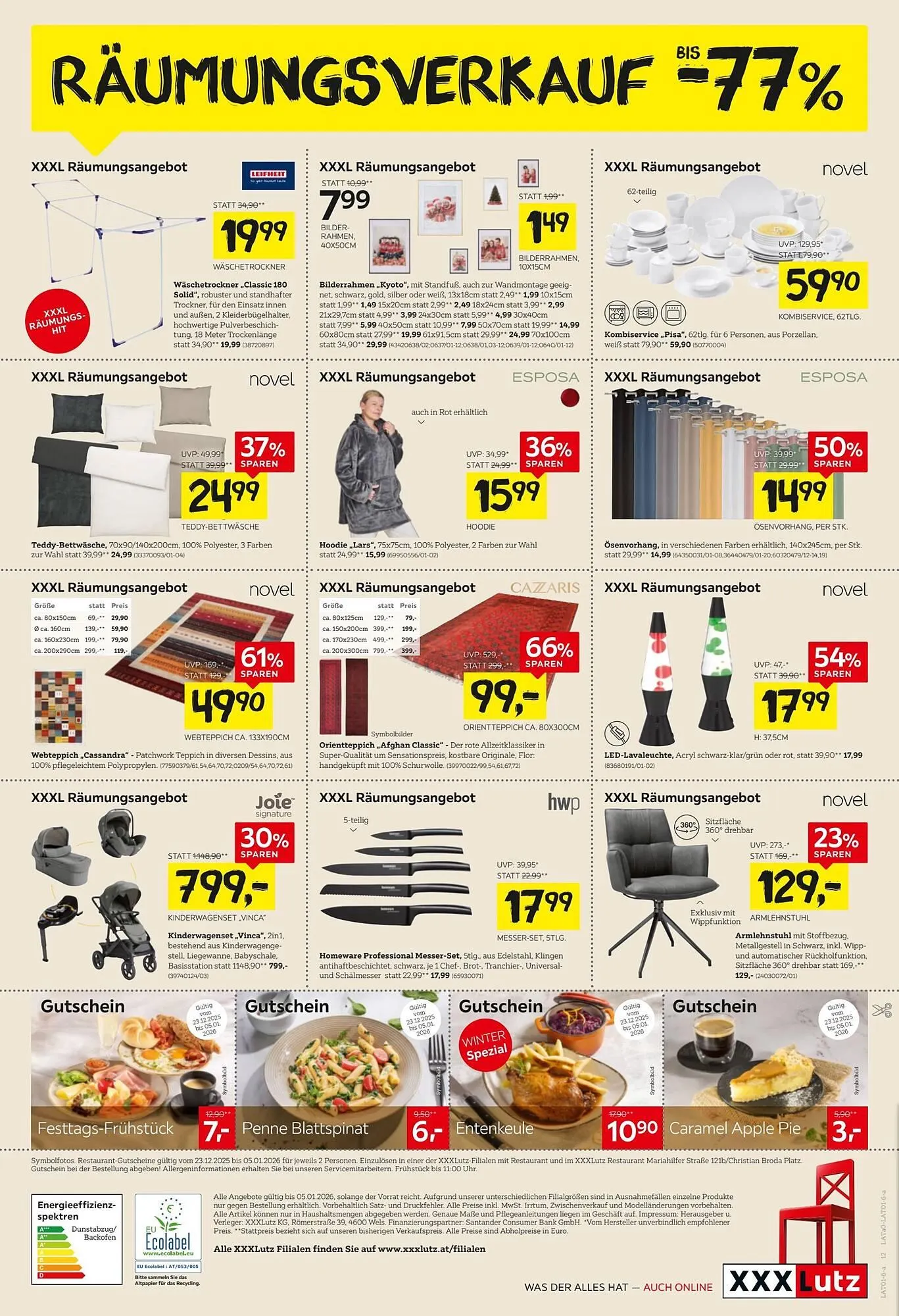 XXXLutz Prospekt von 22. Dezember bis 6. Jänner 2026 - Flugblätt seite  12