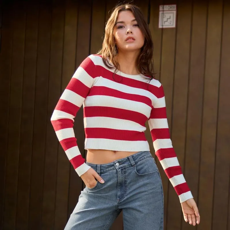 Damen-Langarmshirt im Streifen-Design