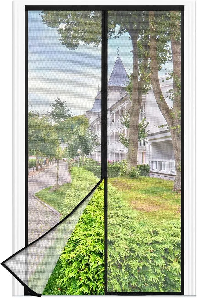 NEU Fliegengitter Balkontür Magnet, 90*210cm Stärkere Magneten Fliegengitter Tür,3.8cm Breites Klettband, Fliegengittertüren Ohne Bohren, Insektenschutz Balkontür, Für Balkontür/Terrassentür, Schwarz