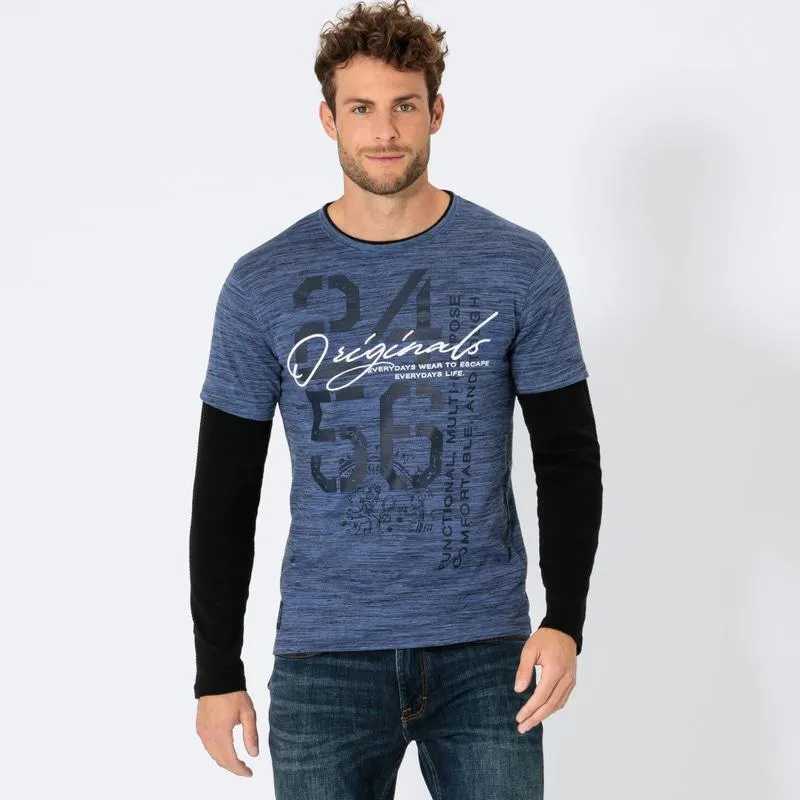 Herren-Shirt mit Kontrast-Ärmeln