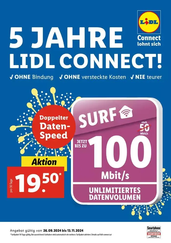 Sonderflyer Lidl Connect von 26. September bis 13. November 2024 - Flugblätt seite  1