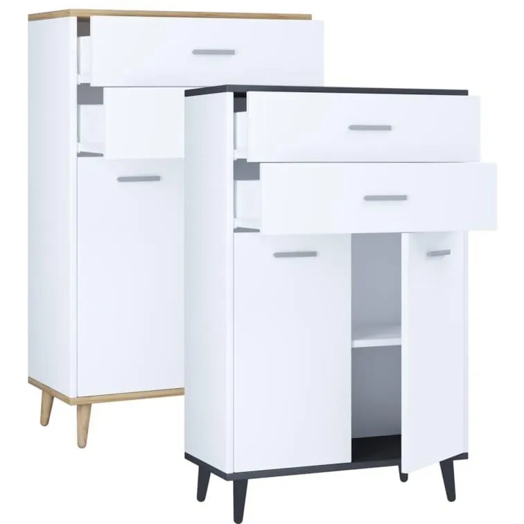 VCM Holz Highboard Kommode Drehtüren Schublade Lindas