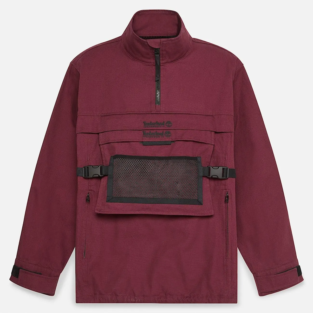 Timberland® und HIGHSNOBIETY Pulloverjacke mit verstaubarer Aufbewahrungsmöglichkeit in Burgunderrot