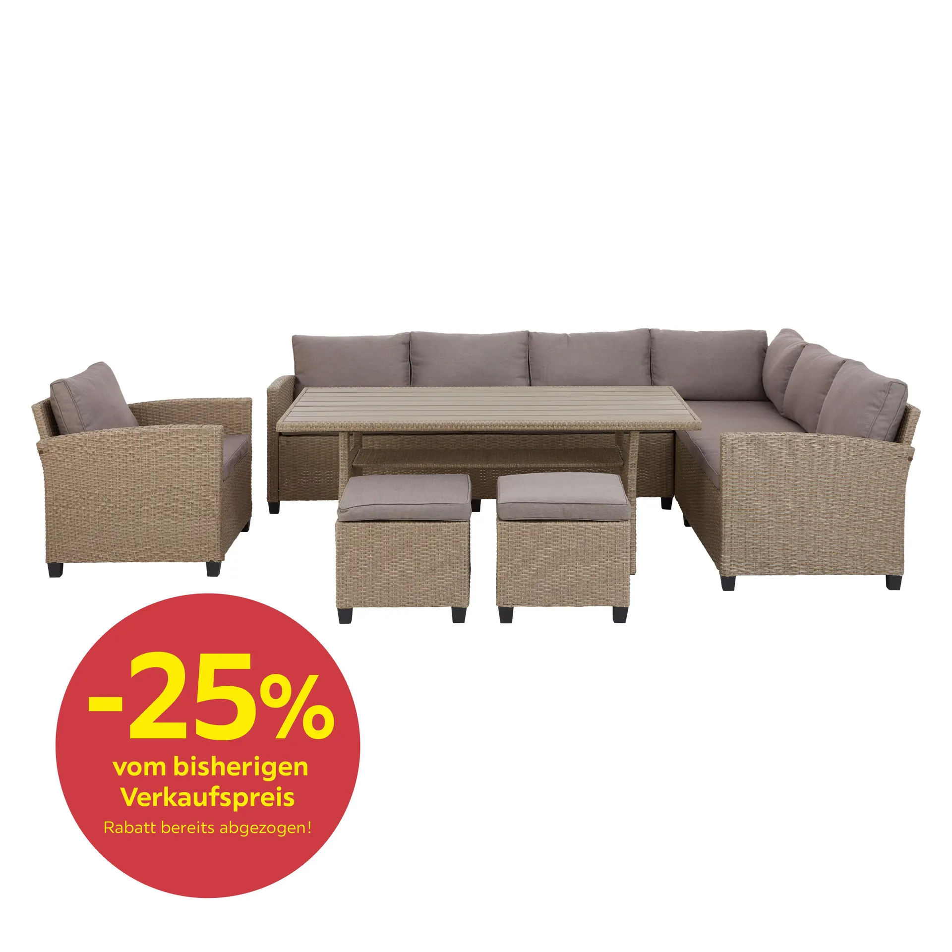 6-Tlg. Porto II aus Kunststoff mit Kissen