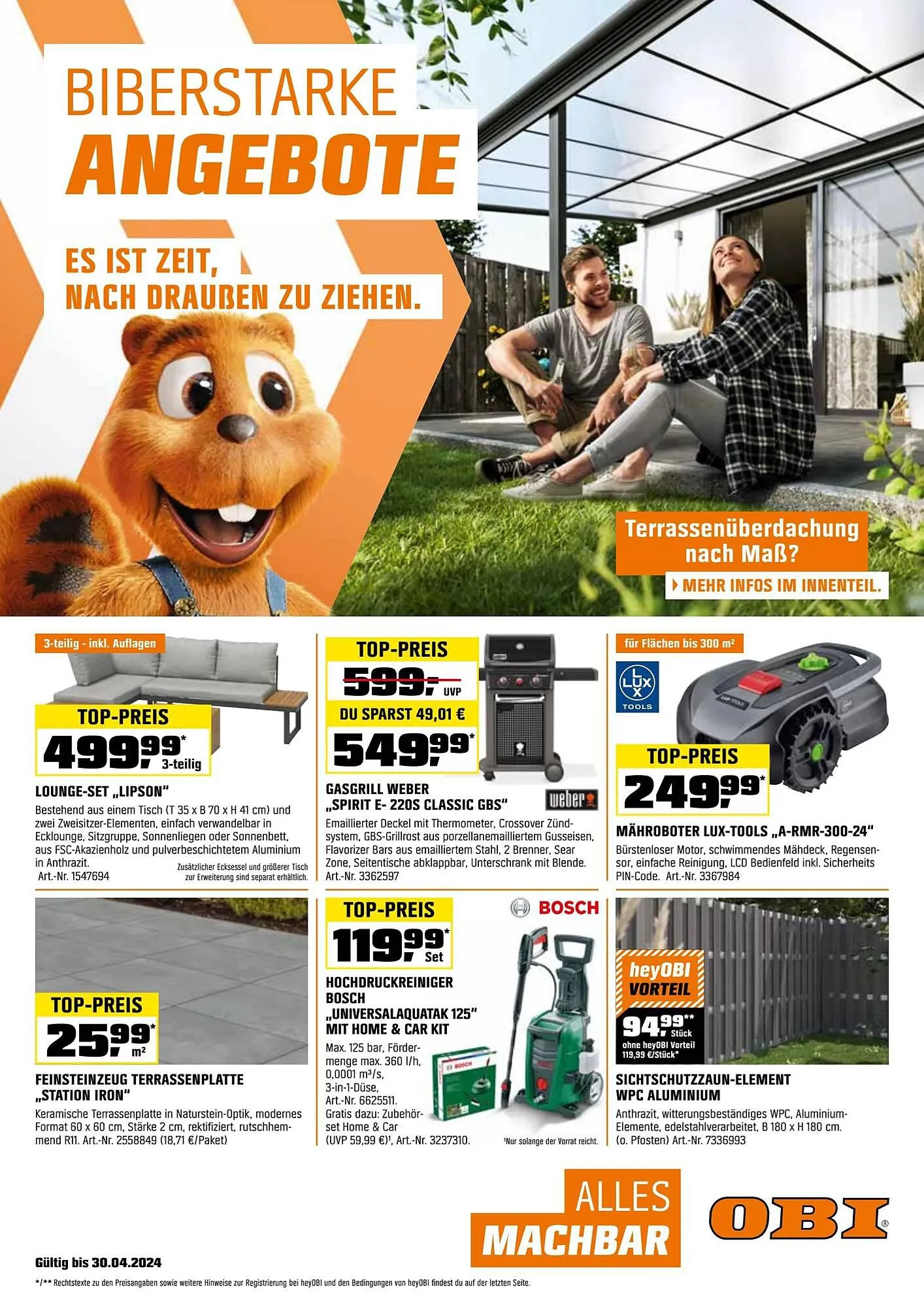 OBI Flugblatt von 1. April bis 30. April 2024 - Flugblätt seite  