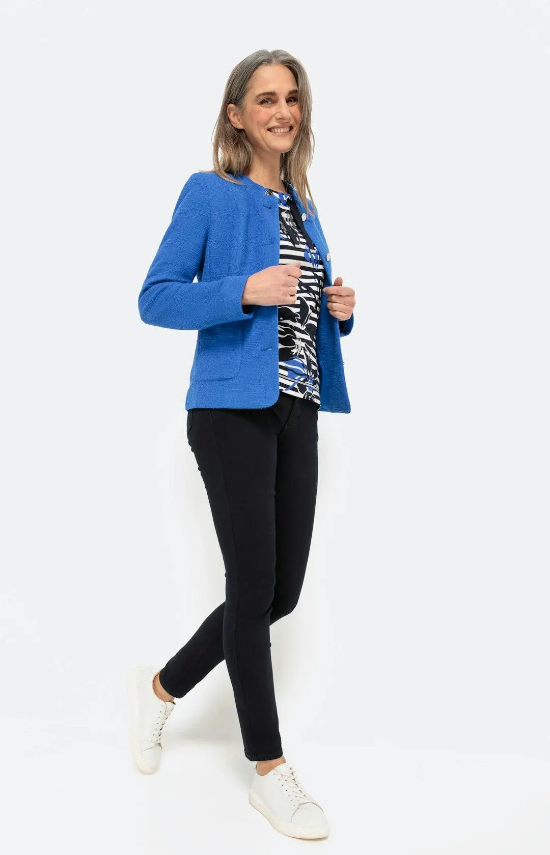 Streifen-Sweatshirt mit 3/4-Ärmel