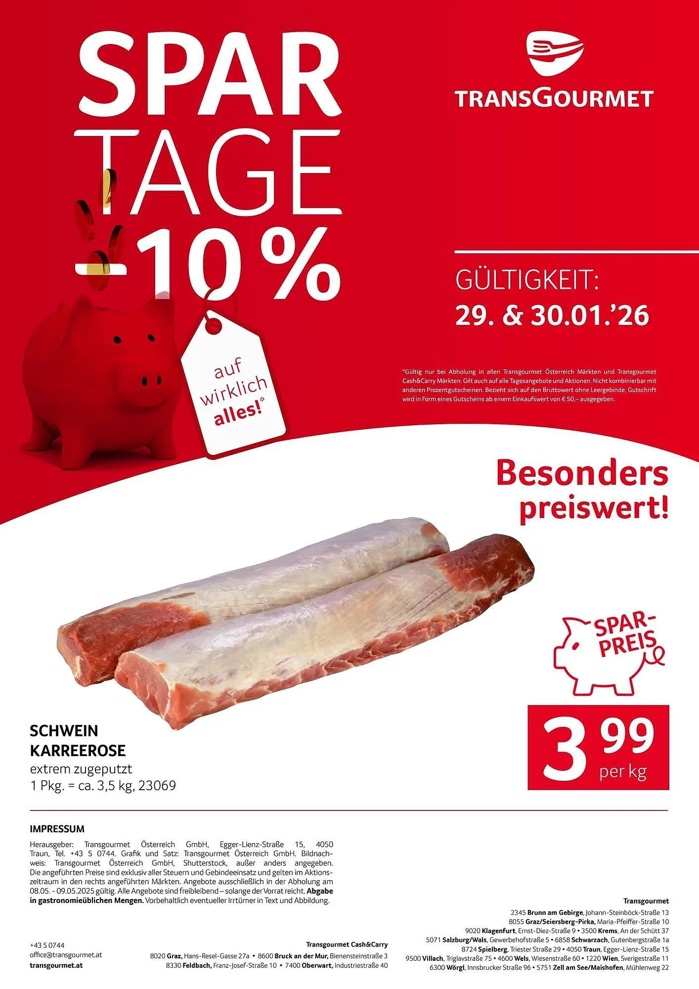 Transgourmet Flugblatt von 29. Jänner bis 31. Jänner 2026 - Flugblätt seite  1
